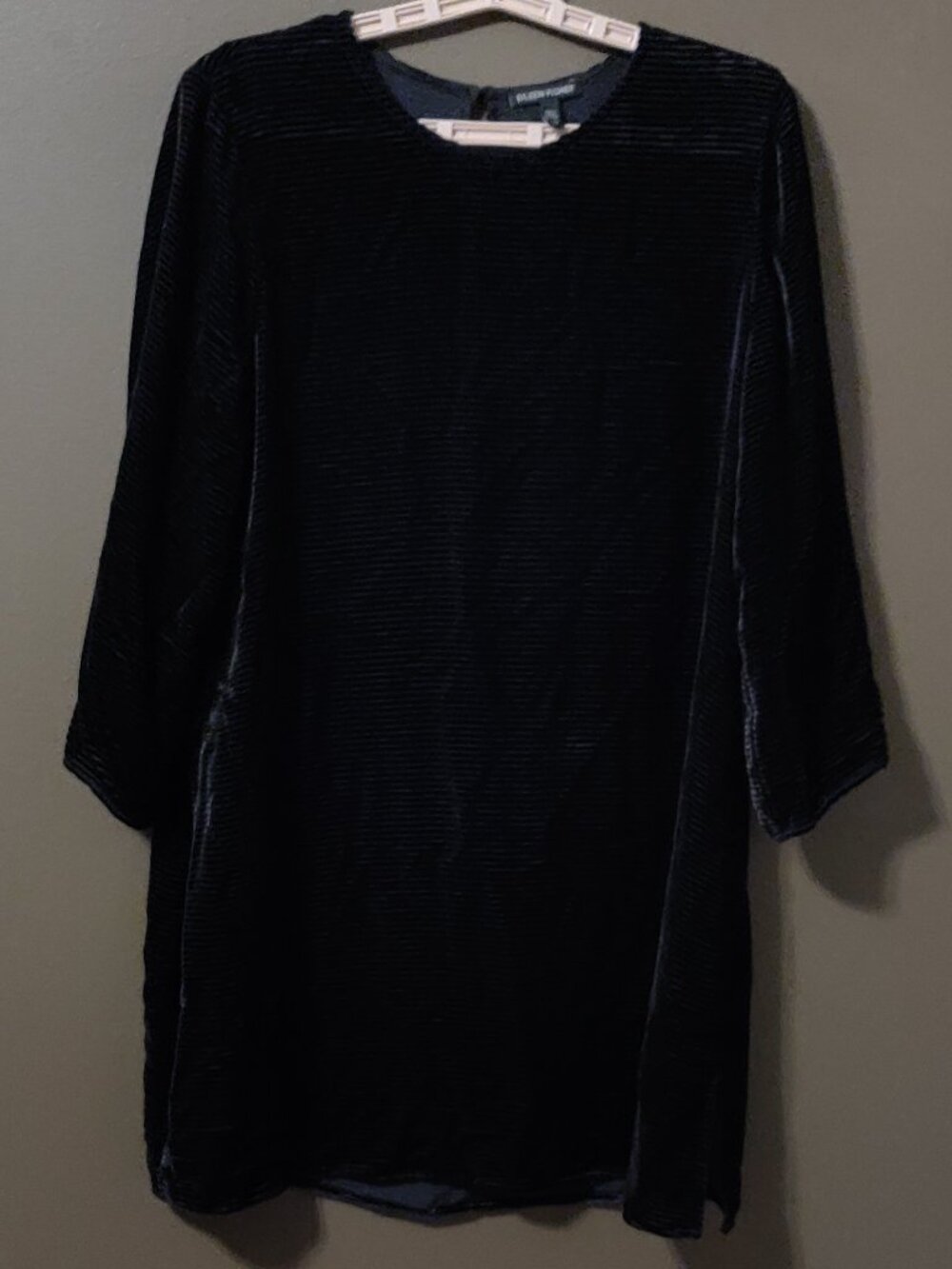 Eileen Fisher Black Velvet Burnout Silk Blend Dress Size Small